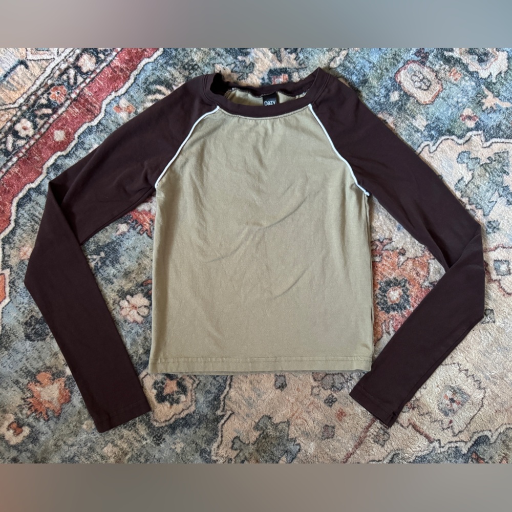 Women’s Green and Brown Raglan Baby Tee